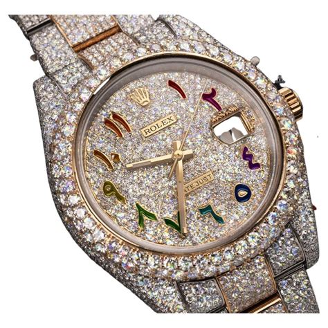 iced out arabic rolex|fully iced out rolex watch.